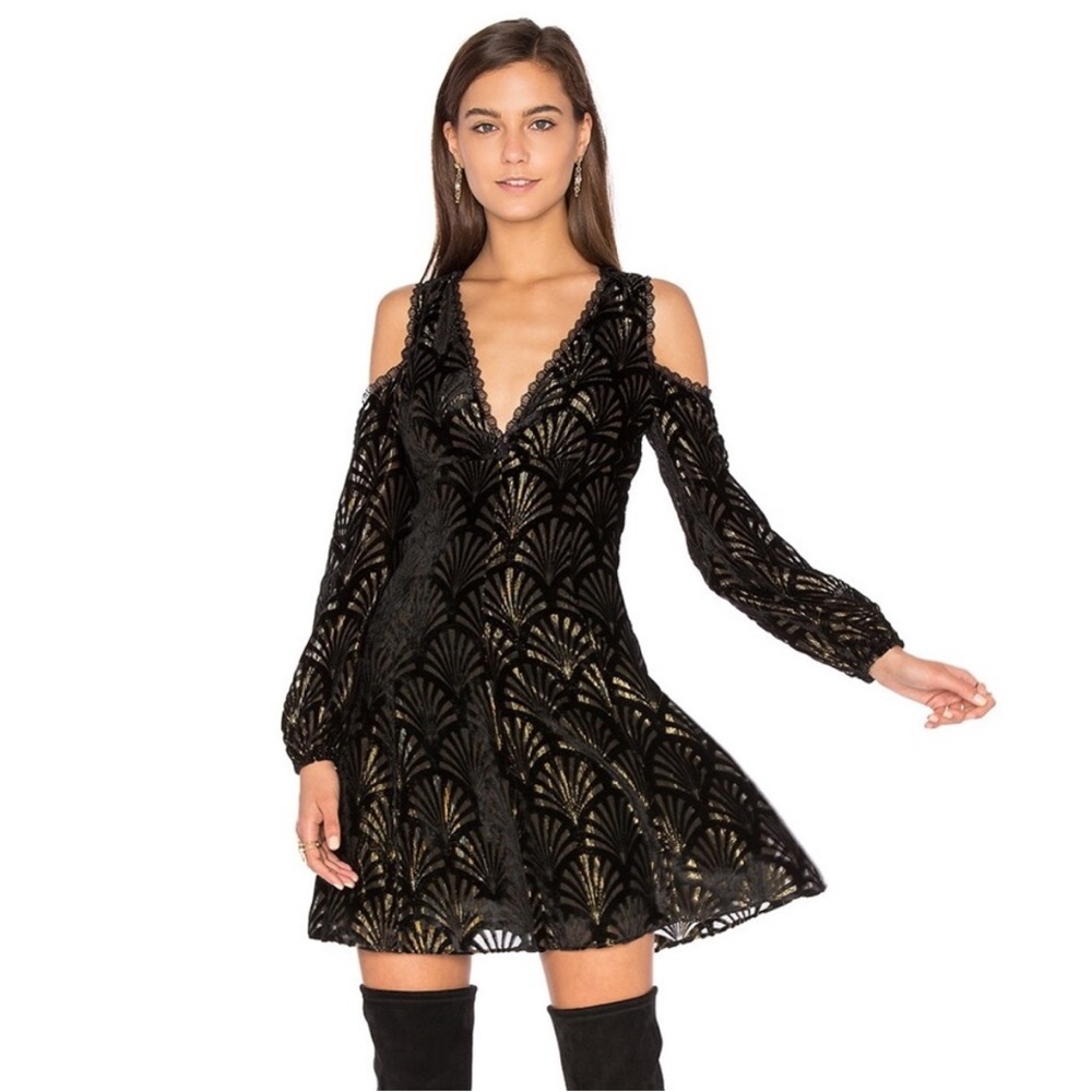 Alice + Olivia Arla Cold-Shoulder Burnout Dress